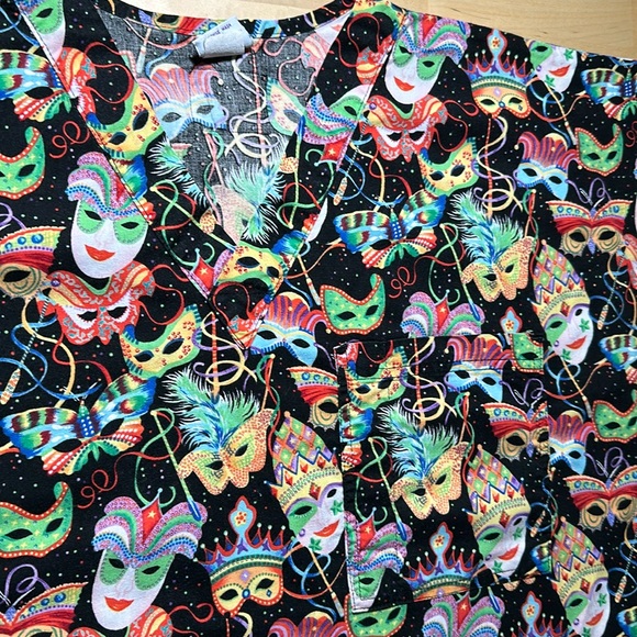 S.C.R.U.B.S. Mardi Gras Patterned Scrub Top - Picture 2 of 5